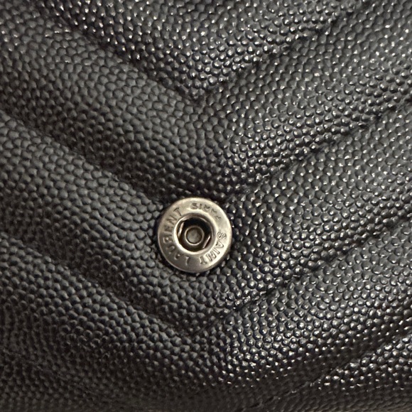 Saint Laurent Black Chevron Leather Wallet/Clutch - Picture 6 of 16